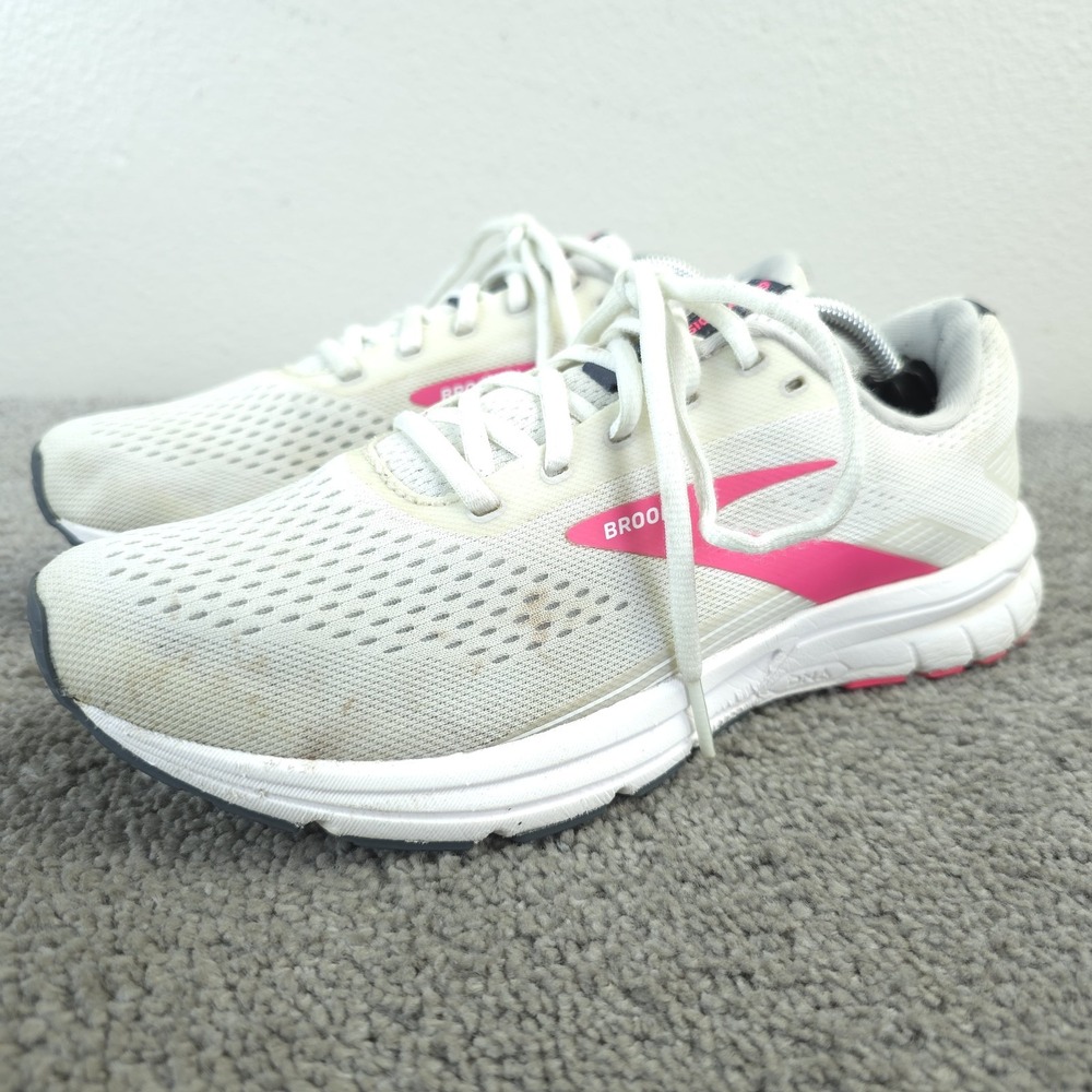 Brooks Signal 3 Womens Size 9 Running Shoes White Pink Sneakers 1203491B122